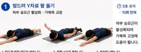 엎드려 Y자로 팔 들기 - 5초 유지 10회 반복